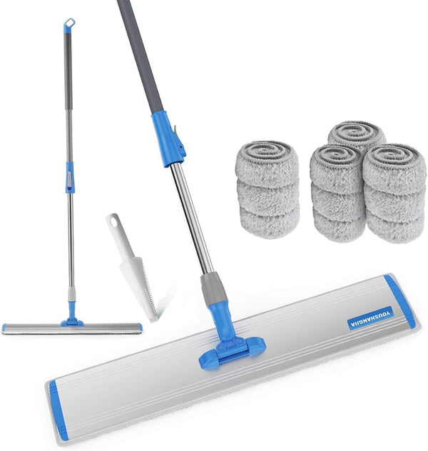 Dry Mop Set, Polyester, with Steel Frame and Rod, 60 cm, White, All Steel