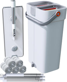 Dry Mop Set, Polyester with Steel Frame and Folding Rod, 60 cm, White, Plastic Clip