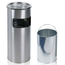 Dust Bin, Steel, Round, Ashtray Top , 30 x 61 cm, Silver
