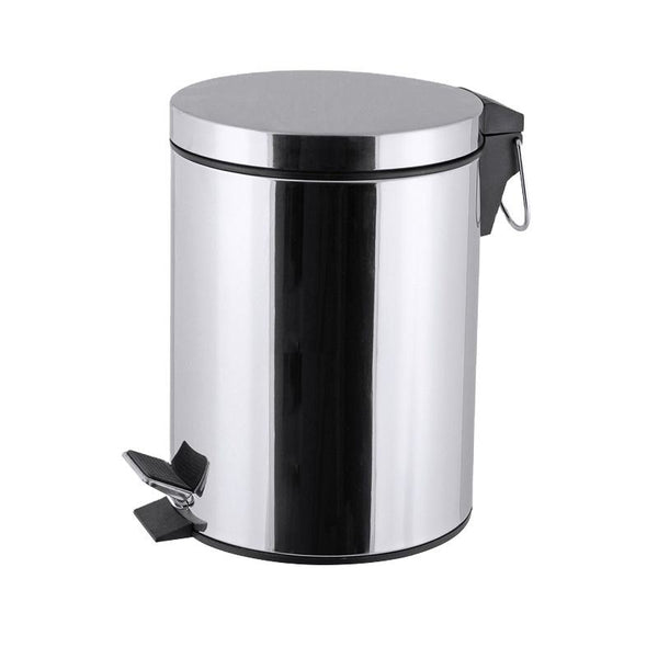 Dust Bin, Plastic, Round, Center Pedal, with Bucket, Basket, Handle , 8L, Grey