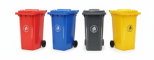 Trash Can, Outdoor, Double Cut Top, with Wheels and Cover, 120 L