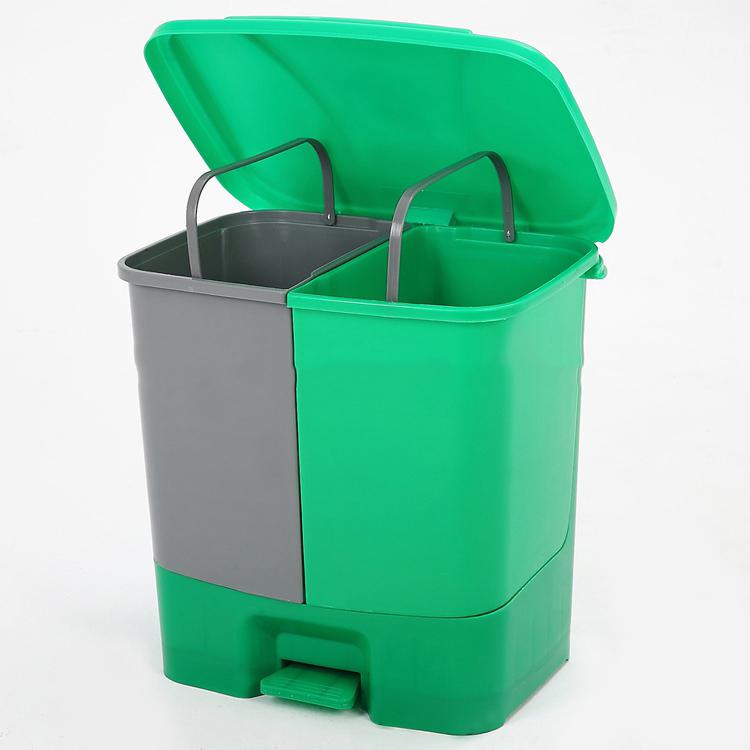 Dust Bin, Plastic, Rectangular, Center Pedal, Dual Compartment, 20 L